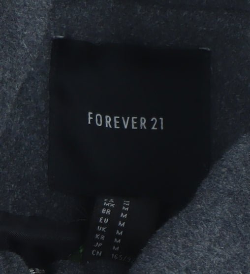 Forever 21 Women's Grey Wool Blend Toggle Duffle Coat M