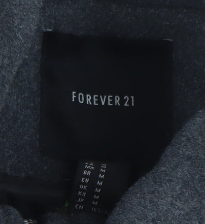 Forever 21 Women's Grey Wool Blend Toggle Duffle Coat M