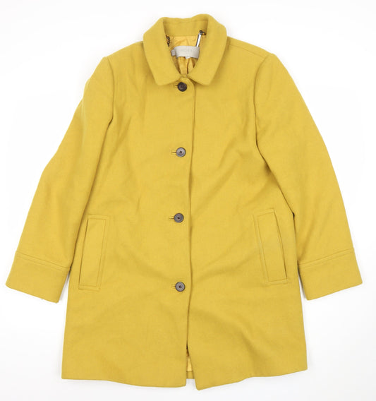 Hobbs Women’s Yellow Wool Blend Mid-Length Overcoat Size 12