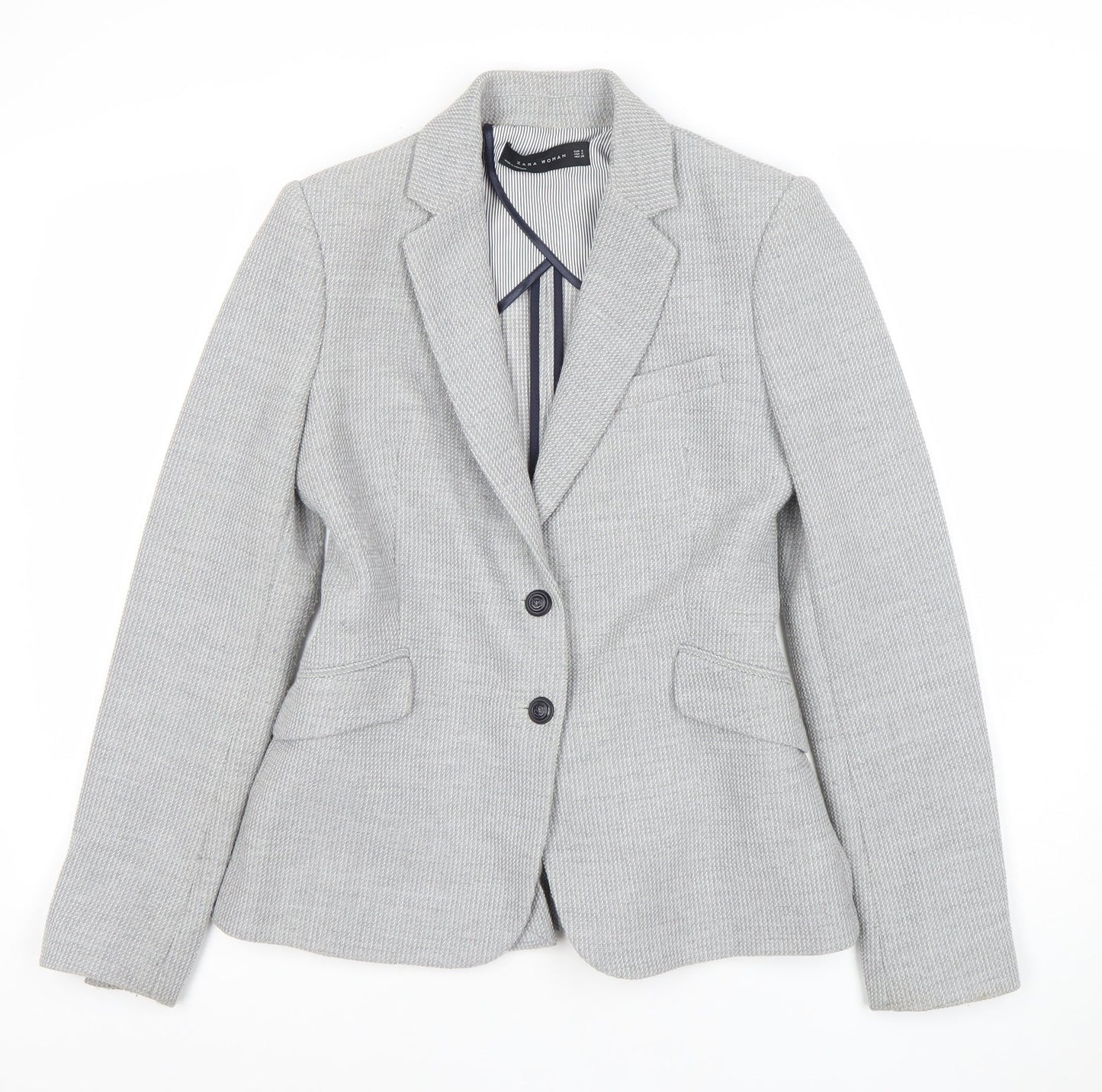 Zara Woman Grey Two-Button Blazer Jacket Small Regular Fit