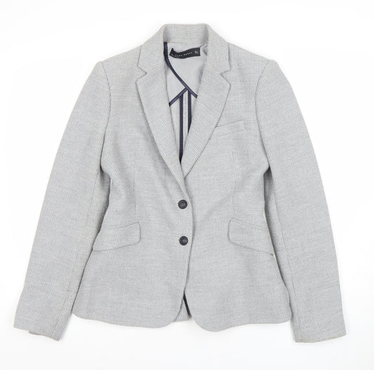 Zara Woman Grey Two-Button Blazer Jacket Small Regular Fit