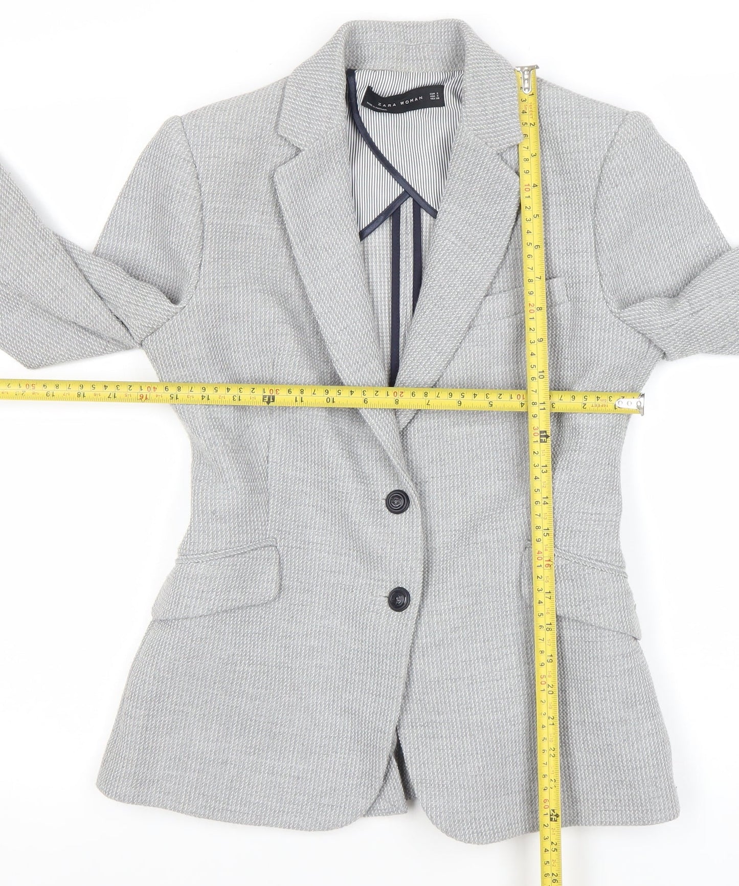 Zara Woman Grey Two-Button Blazer Jacket Small Regular Fit