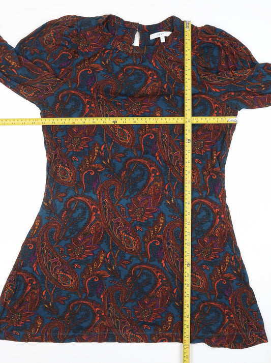 Next Womens Multicoloured Paisley Long Sleeve Shift Dress Size 12