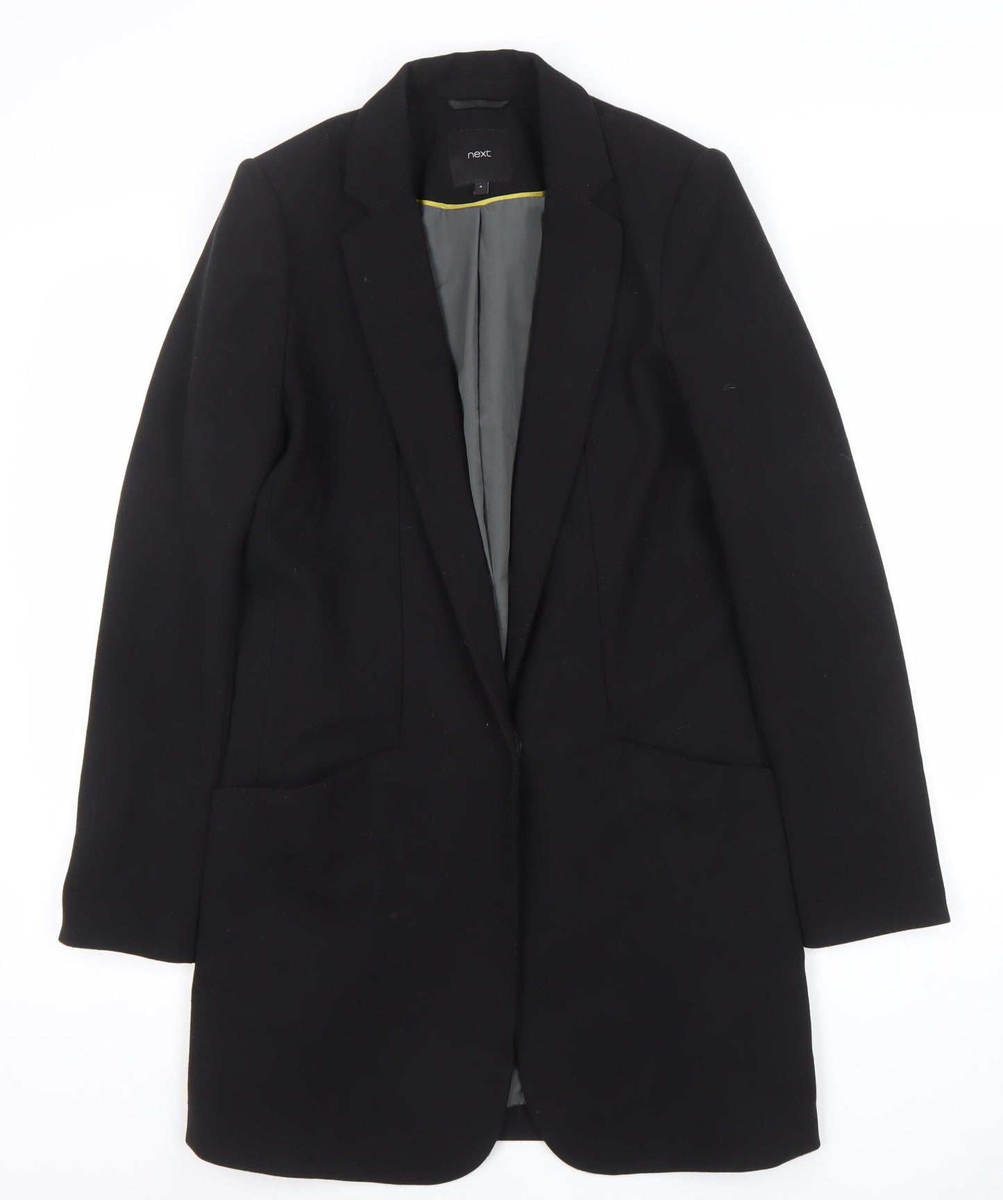 Next Women's Black Regular Fit Long Blazer Jacket Size 8