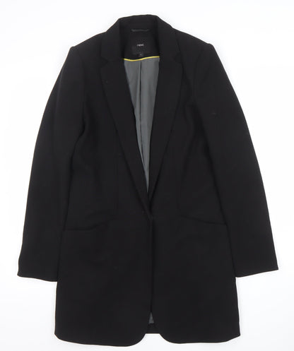 Next Women's Black Regular Fit Long Blazer Jacket Size 8