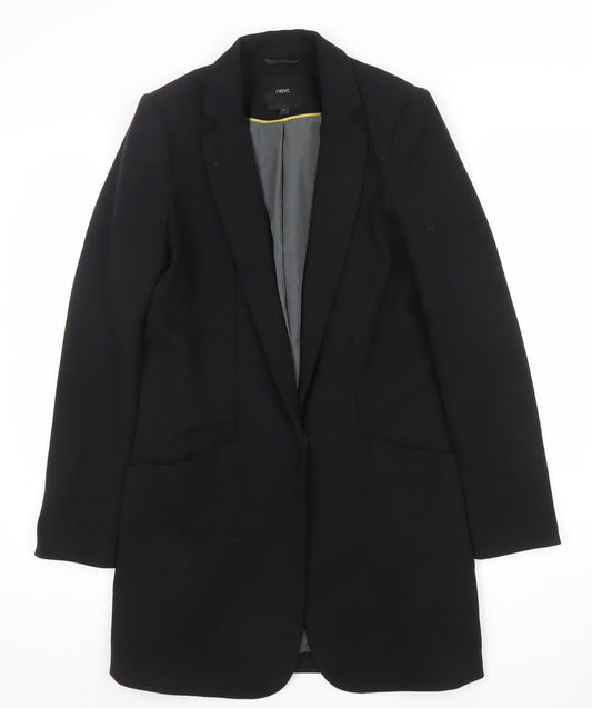 Next Women's Black Regular Fit Long Blazer Jacket Size 8