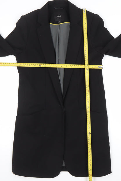 Next Women's Black Regular Fit Long Blazer Jacket Size 8