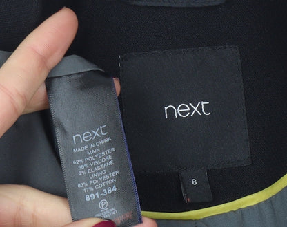 Next Women's Black Regular Fit Long Blazer Jacket Size 8