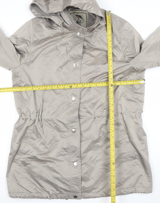 Four Seasons Women’s Beige Hooded Rain Coat Size L Lightweight Water Resistant