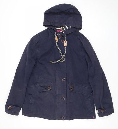 Joules Womens Blue Waterproof Hooded Rain Jacket Size 12
