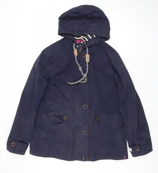 Joules Womens Blue Waterproof Hooded Rain Jacket Size 12