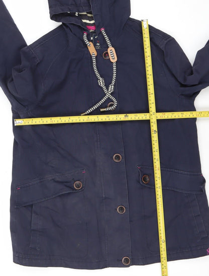 Joules Womens Blue Waterproof Hooded Rain Jacket Size 12