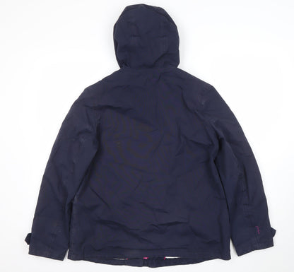 Joules Womens Blue Waterproof Hooded Rain Jacket Size 12