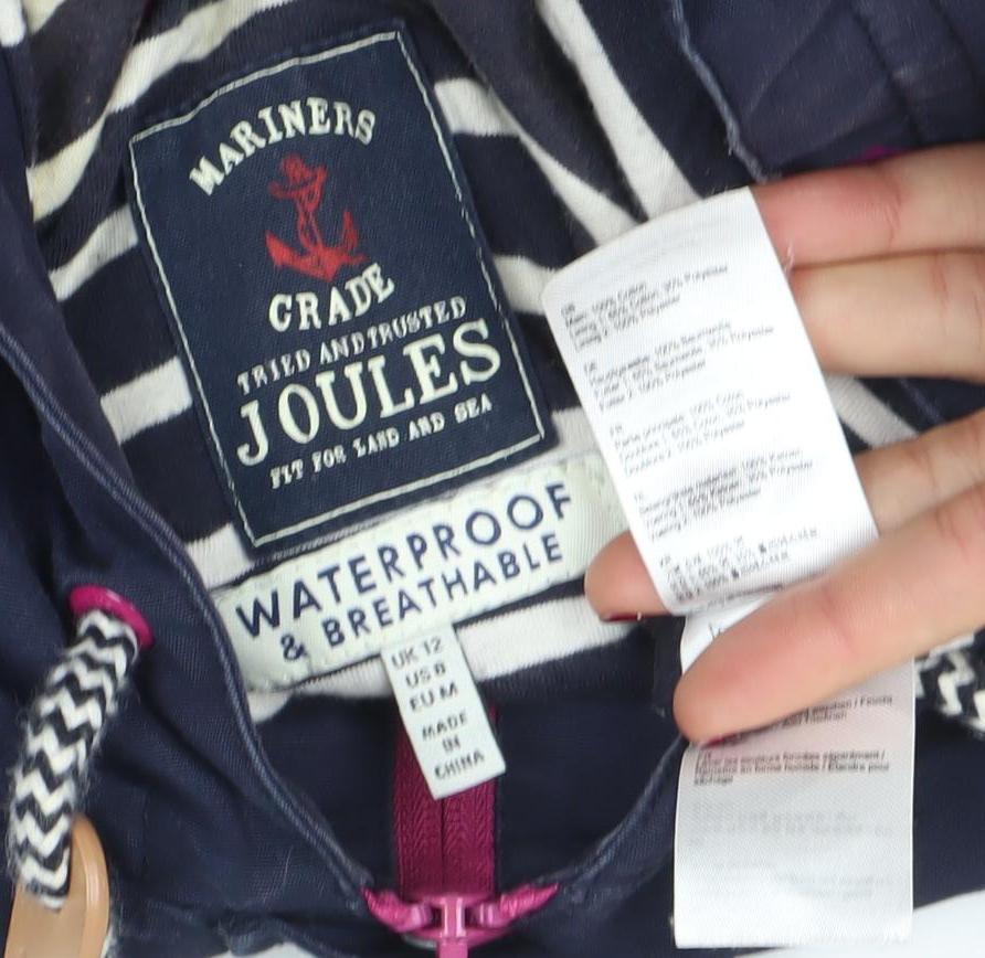 Joules Womens Blue Waterproof Hooded Rain Jacket Size 12