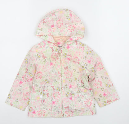 Marks and Spencer Baby Girls Pink Floral Hooded Puffer Jacket 18-24 Months