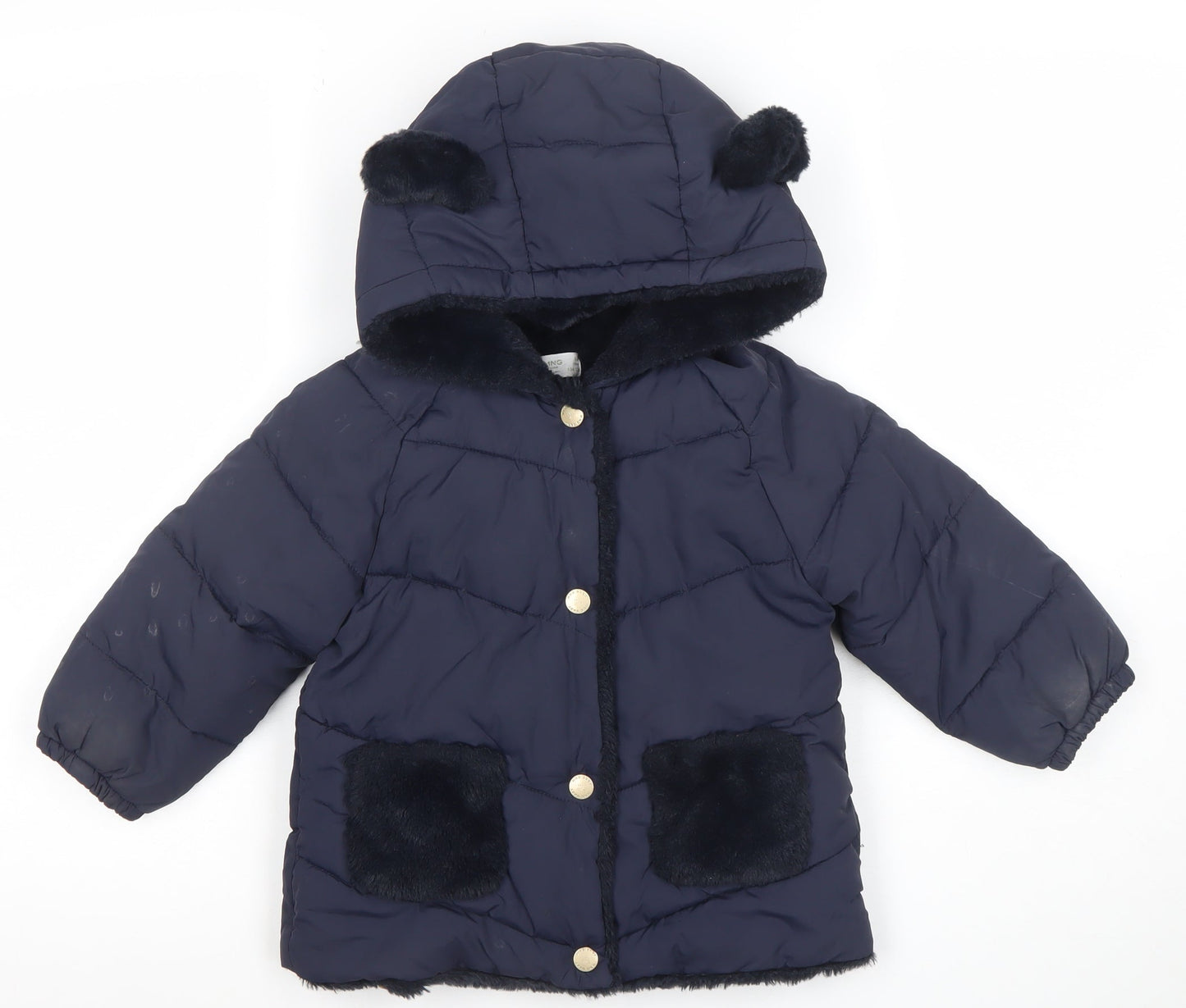 Girls UK Size 3 Years Mango Blue Puffer Jacket