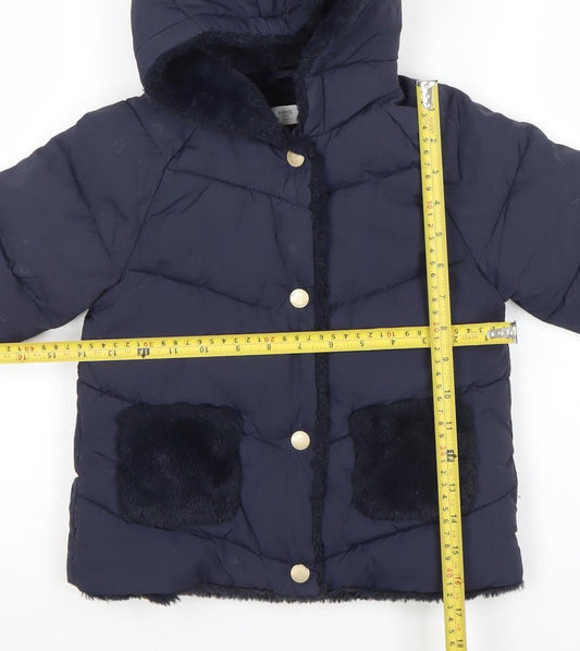 Girls UK Size 3 Years Mango Blue Puffer Jacket