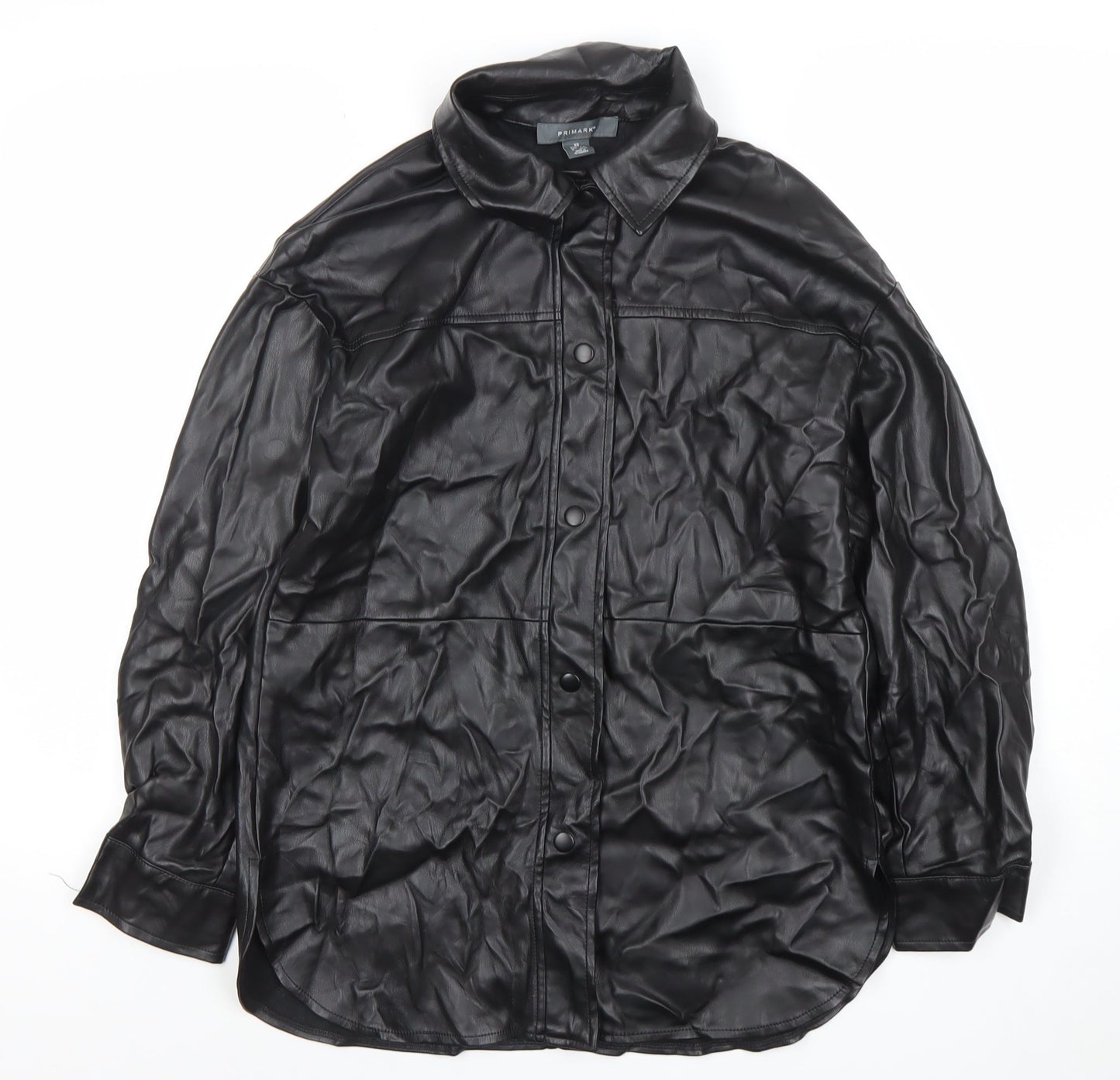 Primark Womens Black Faux Leather Button Jacket XS