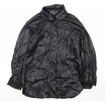 Primark Womens Black Faux Leather Button Jacket XS