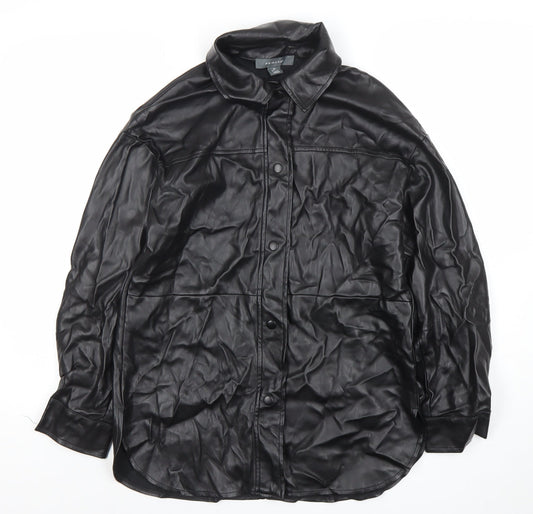 Primark Womens Black Faux Leather Button Jacket XS