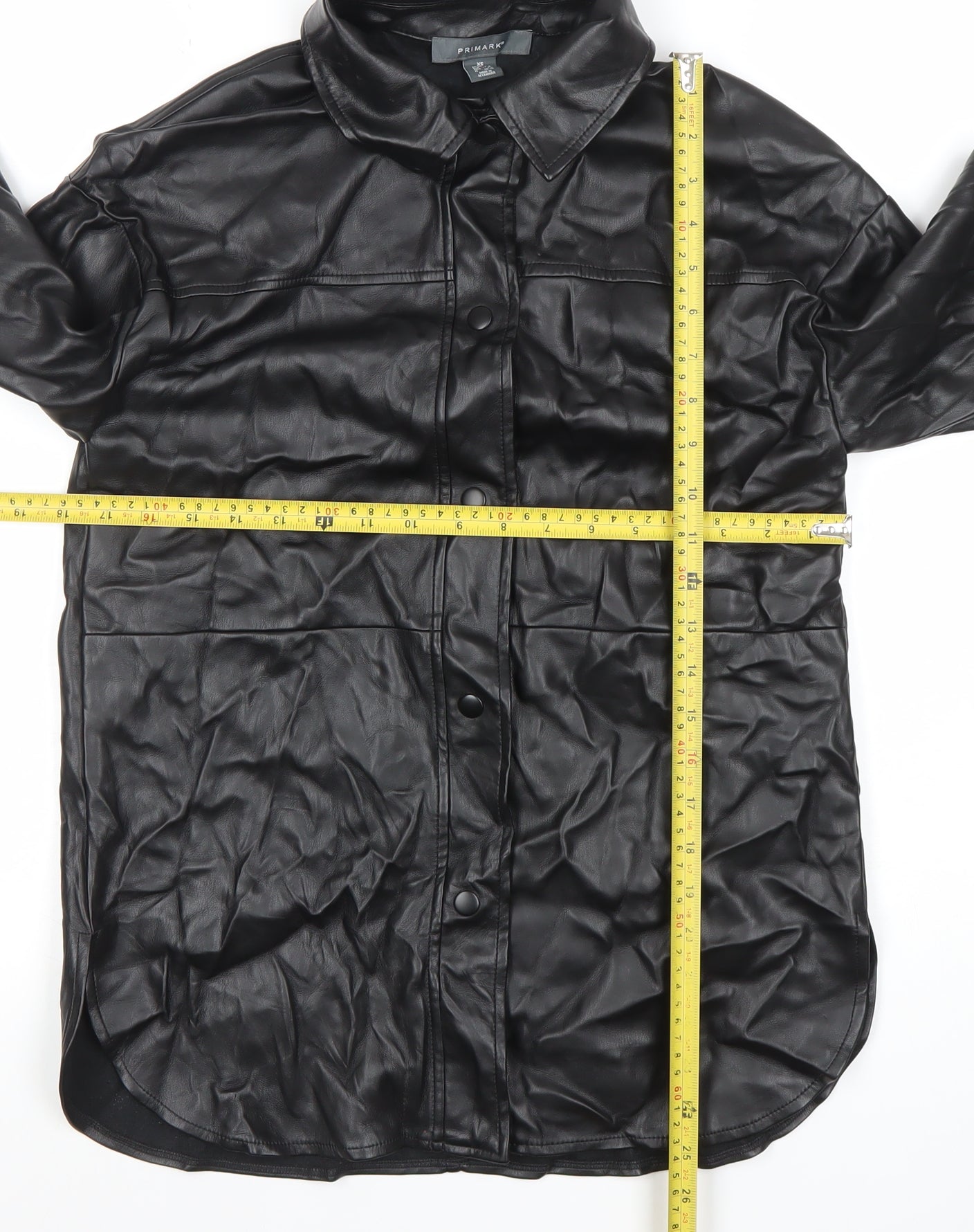 Primark Womens Black Faux Leather Button Jacket XS