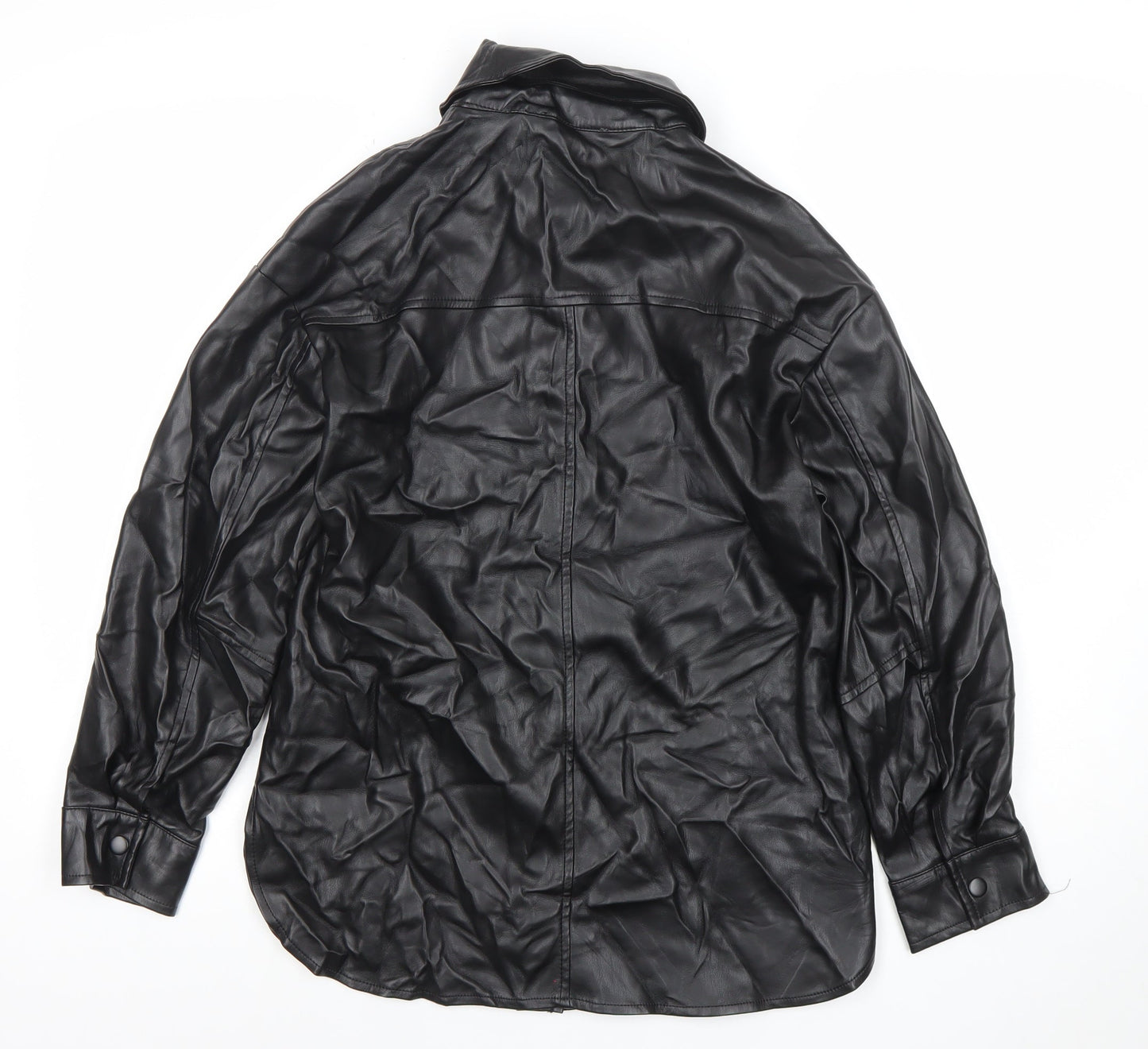 Primark Womens Black Faux Leather Button Jacket XS