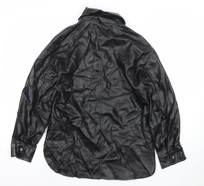 Primark Womens Black Faux Leather Button Jacket XS