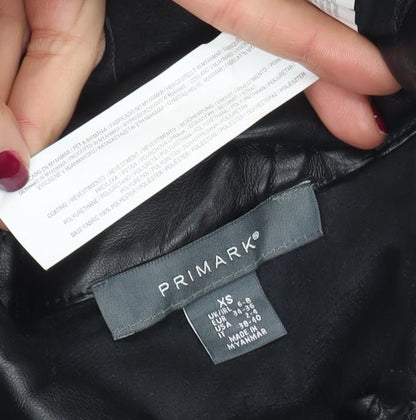 Primark Womens Black Faux Leather Button Jacket XS