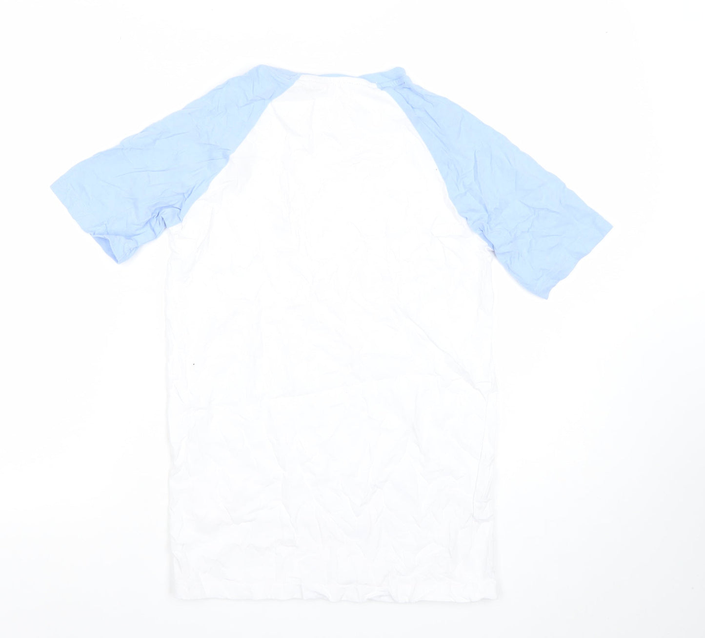 Ted Smith Men's White Blue Short Sleeve Crew Neck Cotton T-Shirt Size S