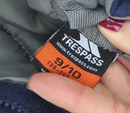 Boys UK Size 9-10 Years Trespass Blue Puffer Jacket