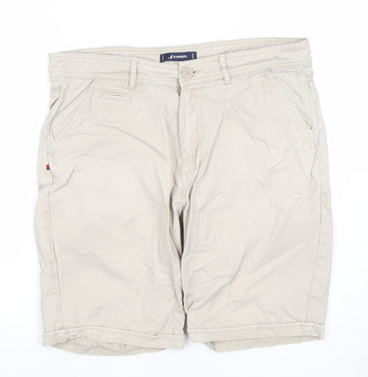 Kangol Men Beige Chino Shorts L Regular Fit Cotton Casual Summer