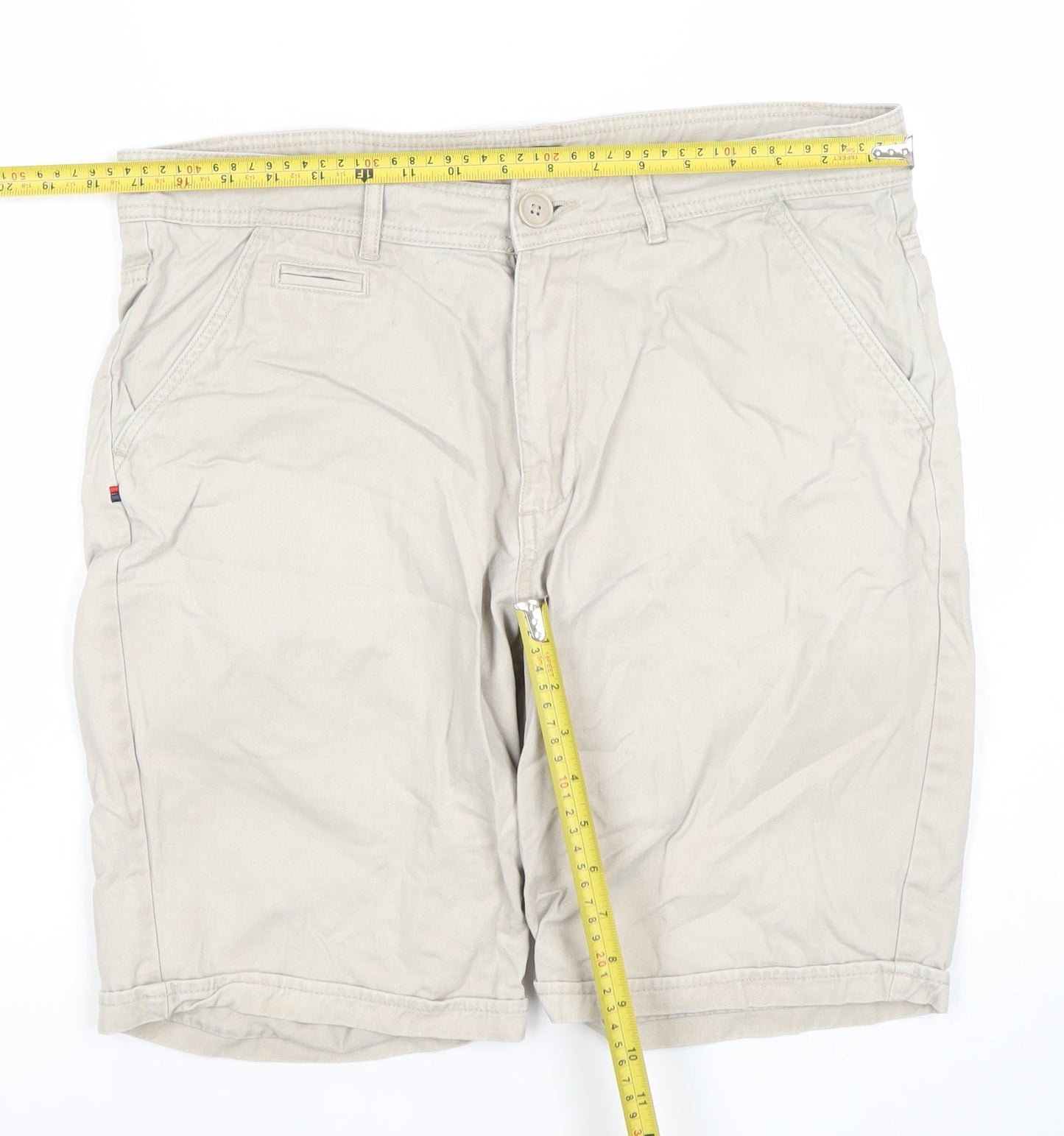 Kangol Men Beige Chino Shorts L Regular Fit Cotton Casual Summer