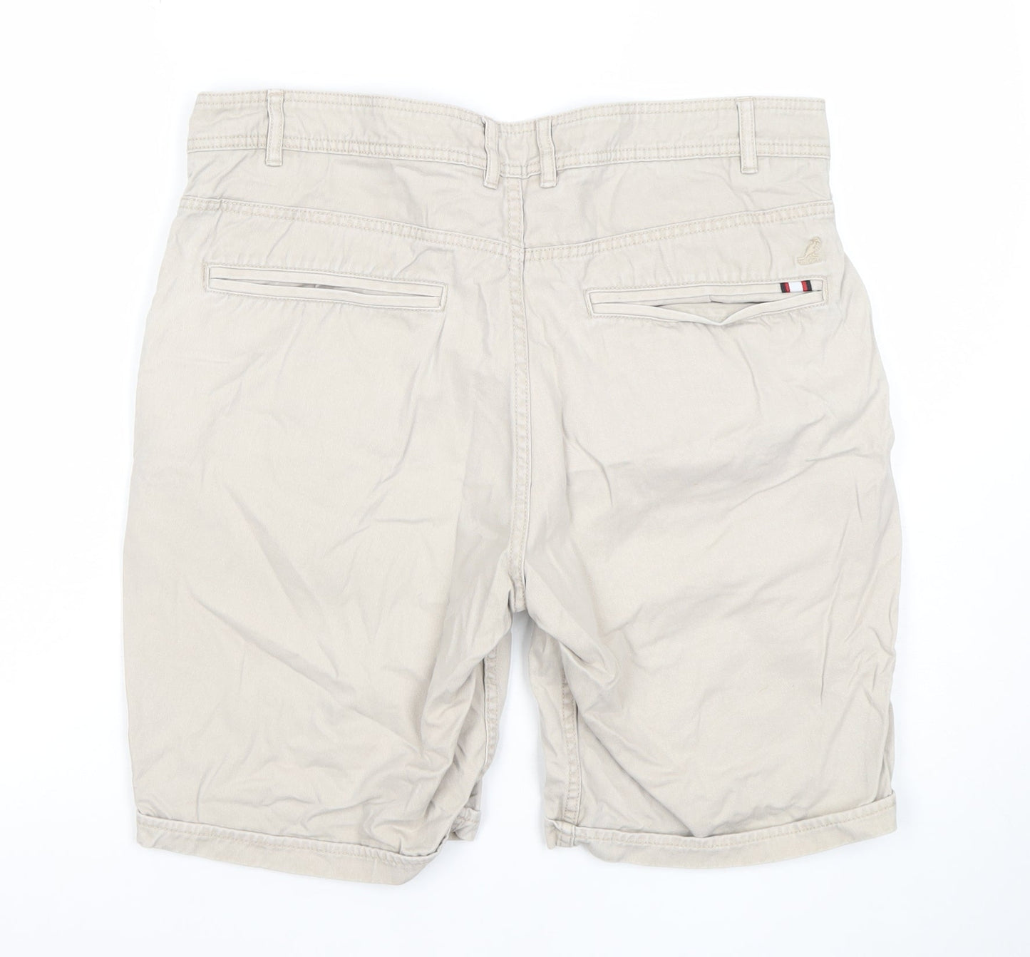 Kangol Men Beige Chino Shorts L Regular Fit Cotton Casual Summer