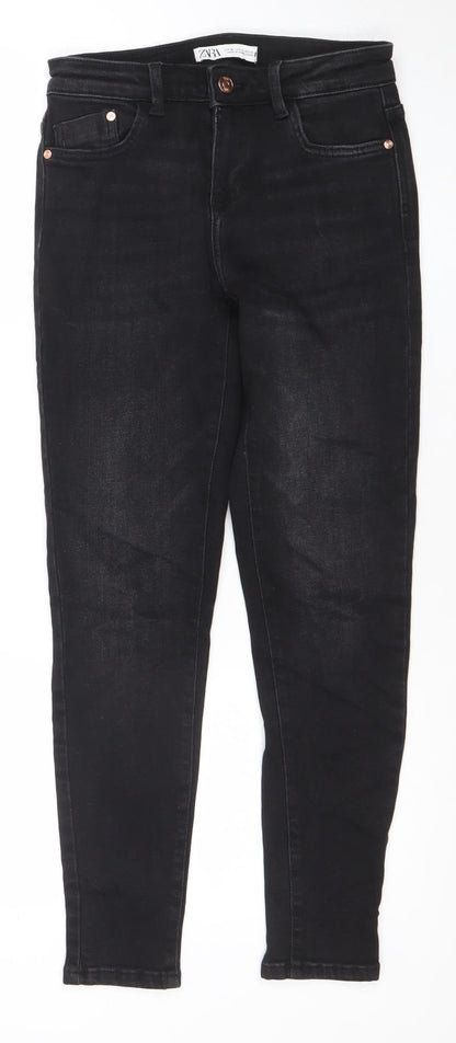 ZARA Womens Black Skinny Jeans Size 8 Slim Fit Mid Rise Denim