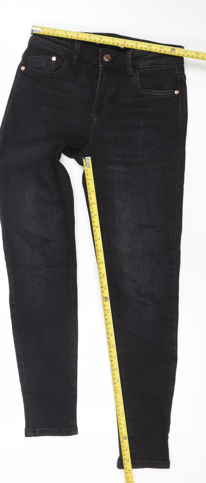 ZARA Womens Black Skinny Jeans Size 8 Slim Fit Mid Rise Denim