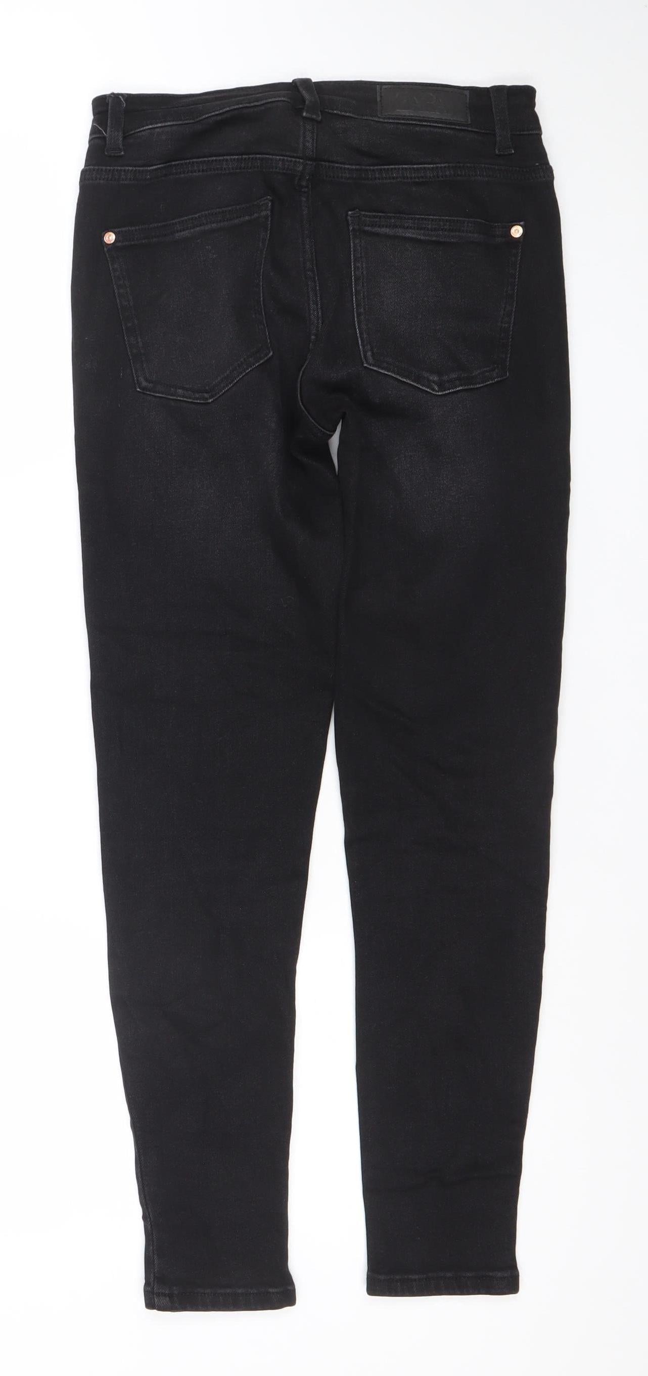 ZARA Womens Black Skinny Jeans Size 8 Slim Fit Mid Rise Denim