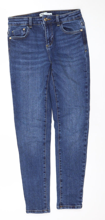 Zara Women Blue Skinny Jeans Size 8 Slim Fit Mid Rise