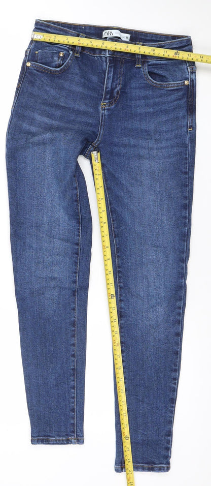 Zara Women Blue Skinny Jeans Size 8 Slim Fit Mid Rise