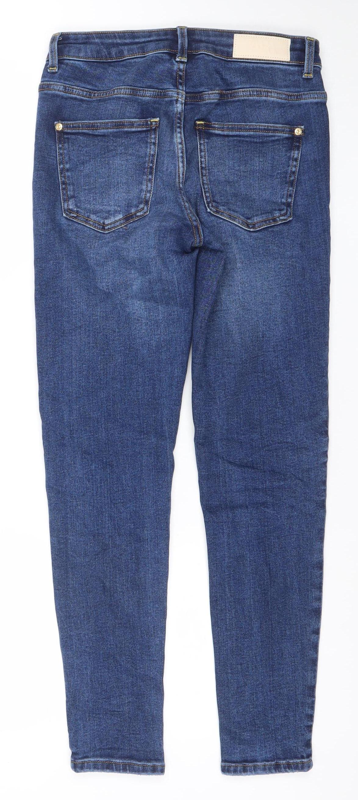 Zara Women Blue Skinny Jeans Size 8 Slim Fit Mid Rise
