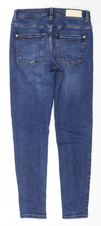 Zara Women Blue Skinny Jeans Size 8 Slim Fit Mid Rise