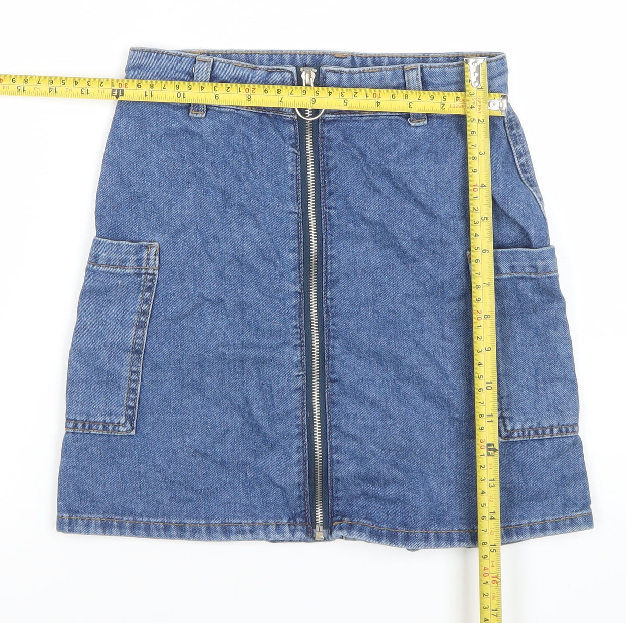 Womens UK Size 4 Denim Co. Cargo Denim Skirt