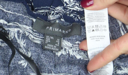 Primark Women's Blue Tropical Short Sleeve Viscose Tunic Blouse Size 14