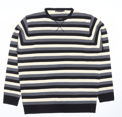 Precision Mens Multicoloured Striped Crew Neck Acrylic Jumper L