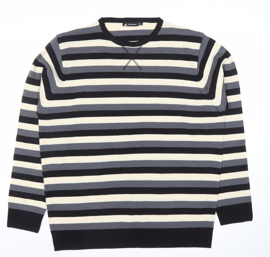 Precision Mens Multicoloured Striped Crew Neck Acrylic Jumper L