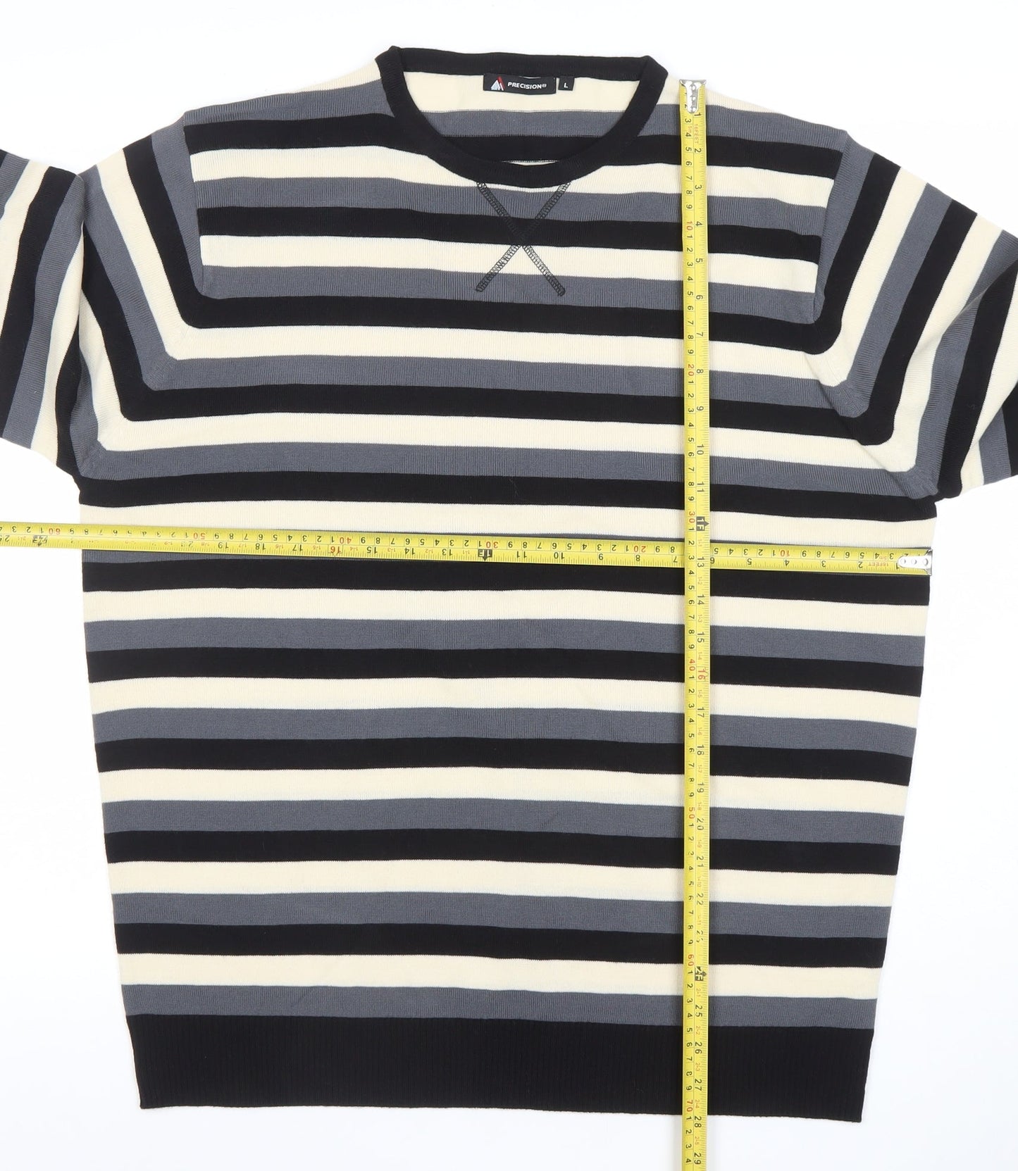 Precision Mens Multicoloured Striped Crew Neck Acrylic Jumper L