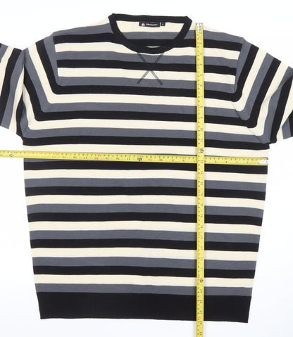 Precision Mens Multicoloured Striped Crew Neck Acrylic Jumper L