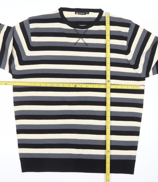 Precision Mens Multicoloured Striped Crew Neck Acrylic Jumper L