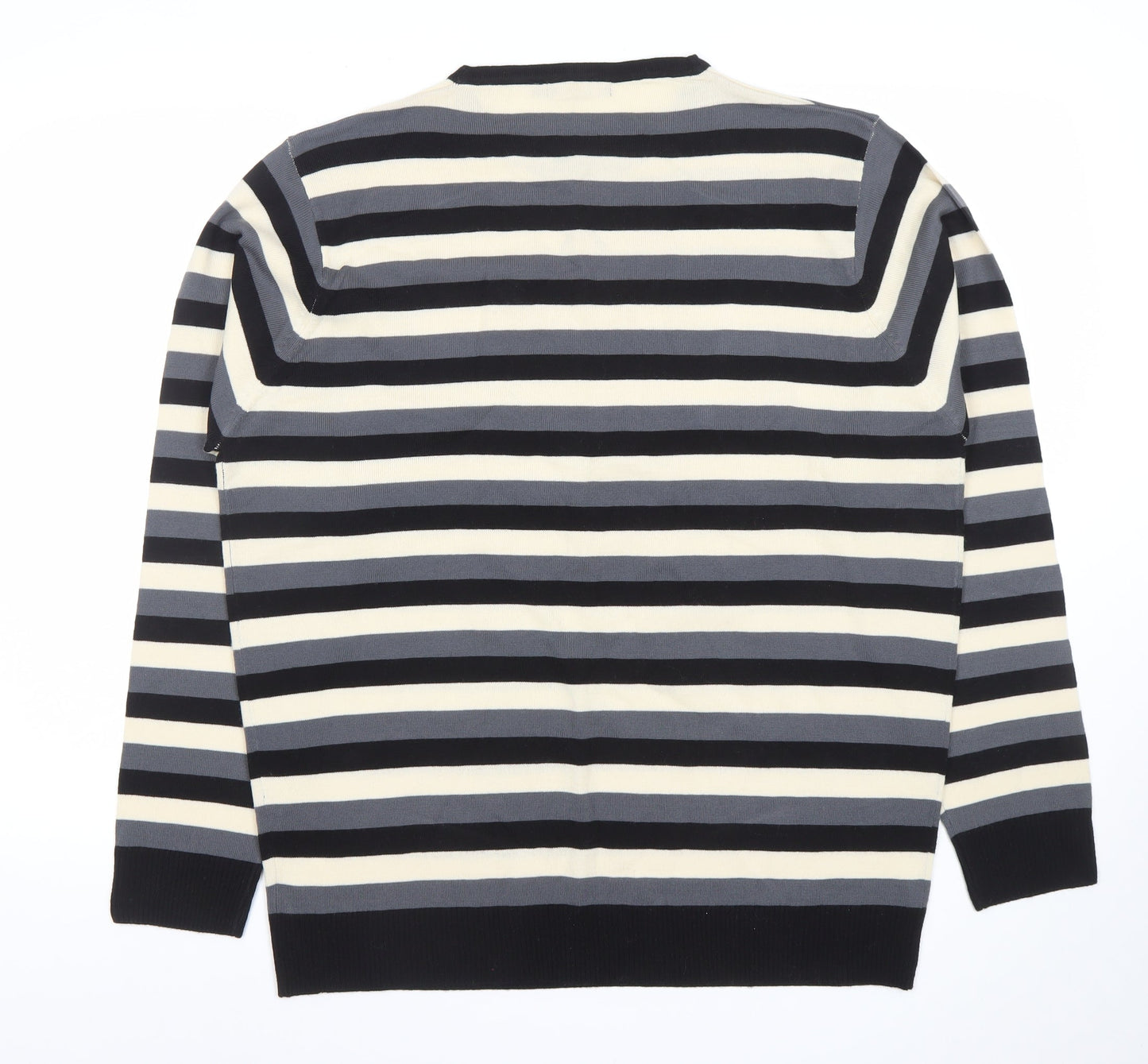 Precision Mens Multicoloured Striped Crew Neck Acrylic Jumper L