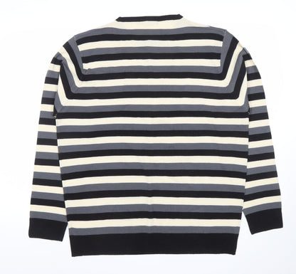 Precision Mens Multicoloured Striped Crew Neck Acrylic Jumper L
