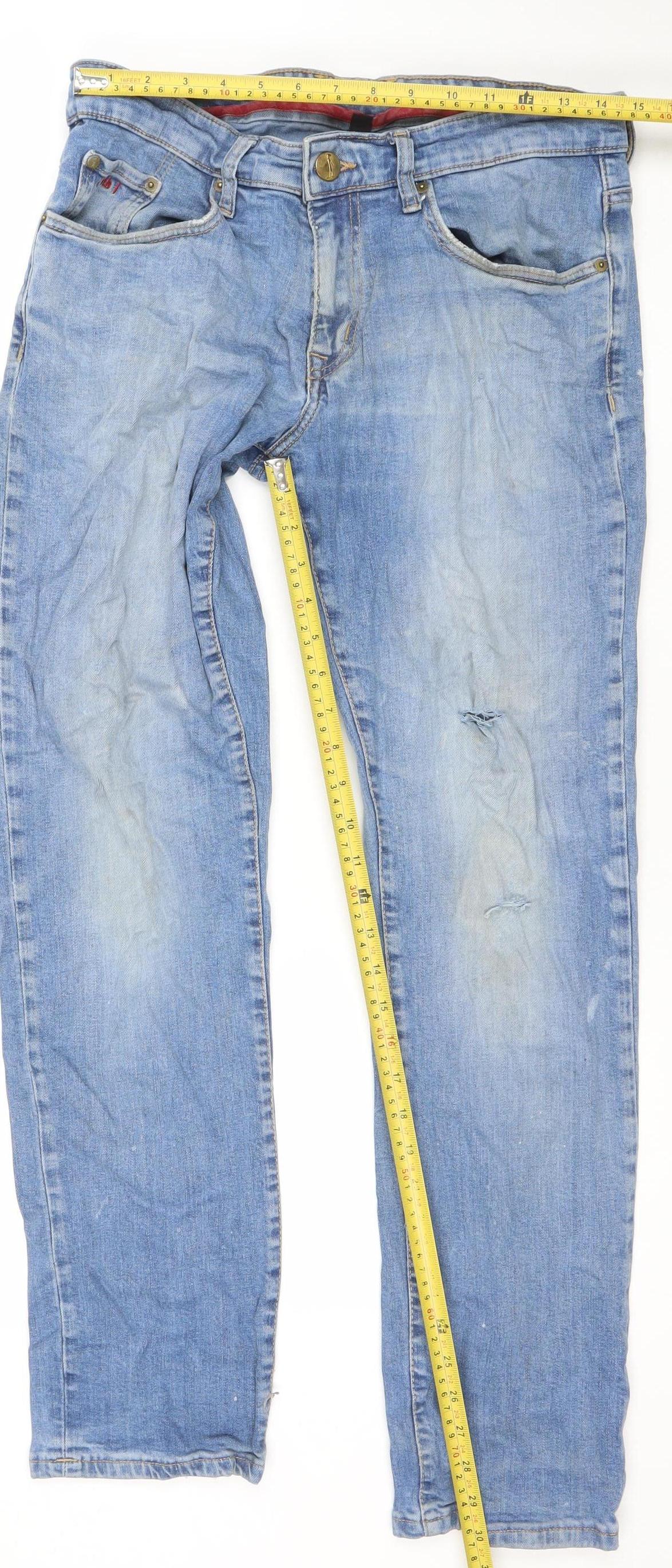 Fashion Never Stops Men's Blue Straight Denim Jeans W32 L32